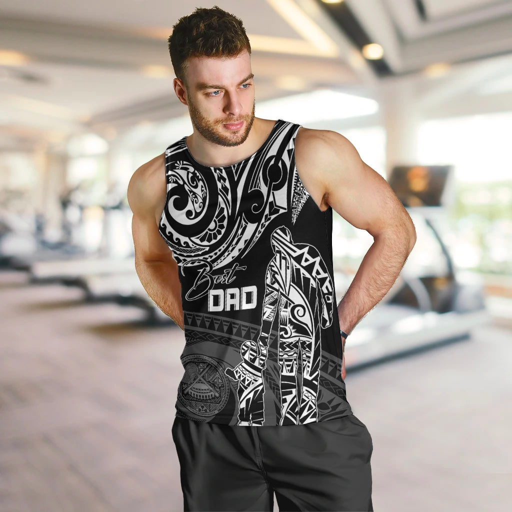 Personalised Father's Day American Samoa Men Tank Top Polynesian Dad & Kid LT7 - Polynesian Pride