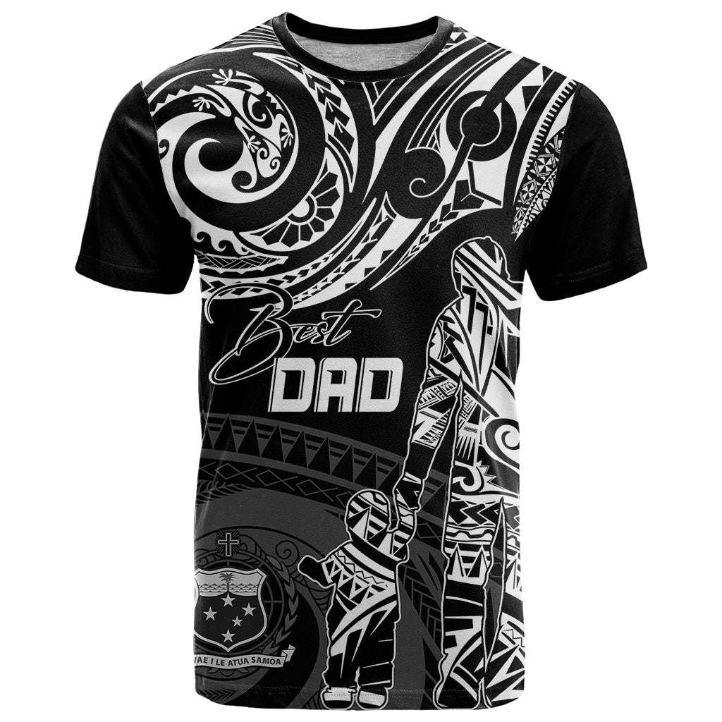Custom Fathers Day Samoa T Shirt Polynesian Dad & Kid LT7 Black - Polynesian Pride