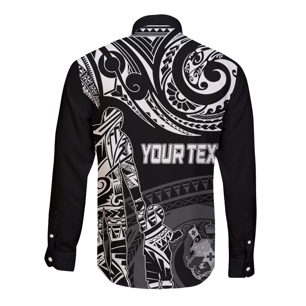 Personalised Father's Day Tonga Long Sleeve Button Shirt Polynesian Dad & Kid LT7 - Polynesian Pride