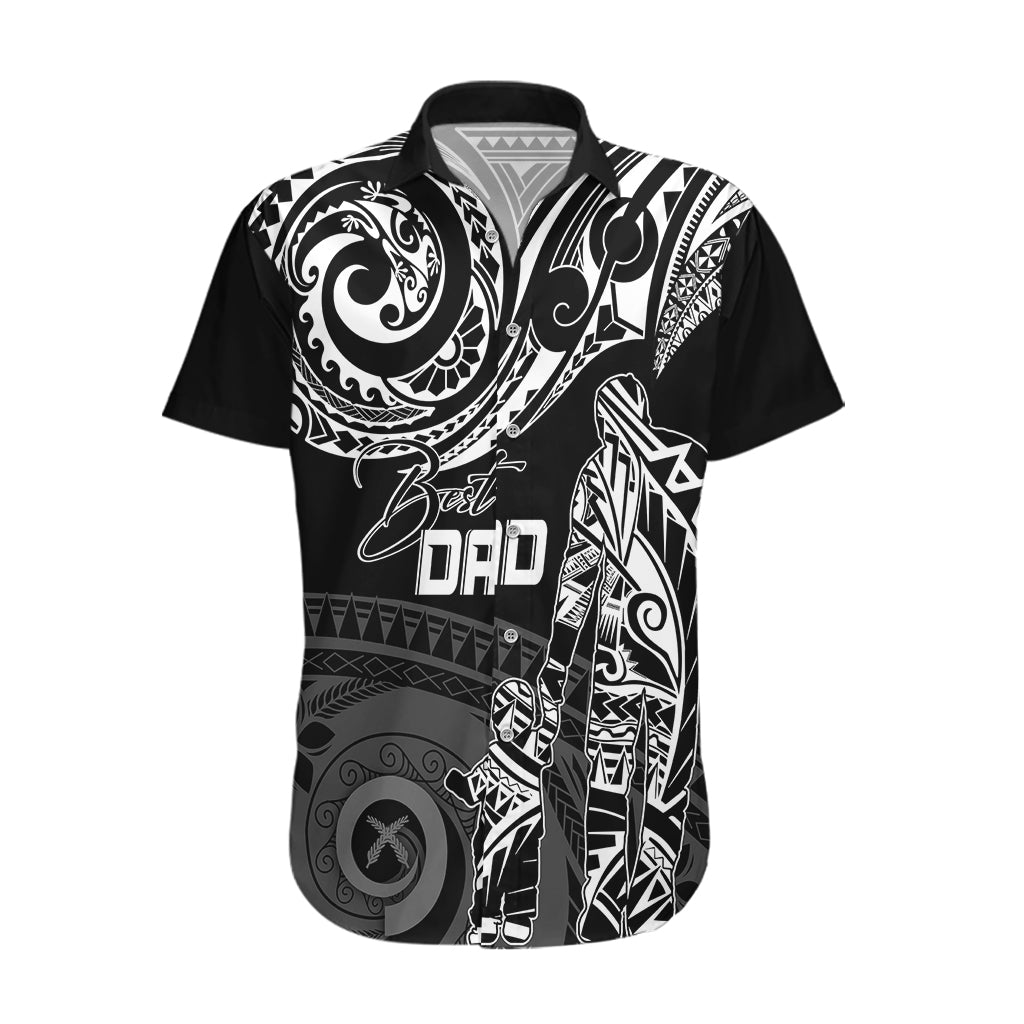 Personalised Father's Day Vanuatu Hawaiian Shirt Polynesian Dad & Kid LT7 Black - Polynesian Pride