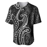 Polynesia Plumeria Lei Baseball Jersey Black Curves Motif