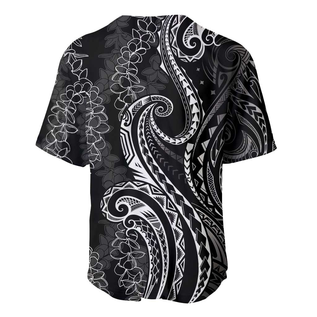Polynesia Plumeria Lei Baseball Jersey Black Curves Motif