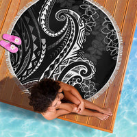 Polynesia Plumeria Lei Beach Blanket Black Curves Motif