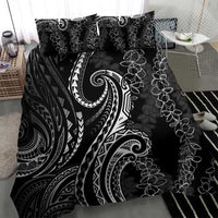 Polynesia Plumeria Lei Bedding Set Black Curves Motif