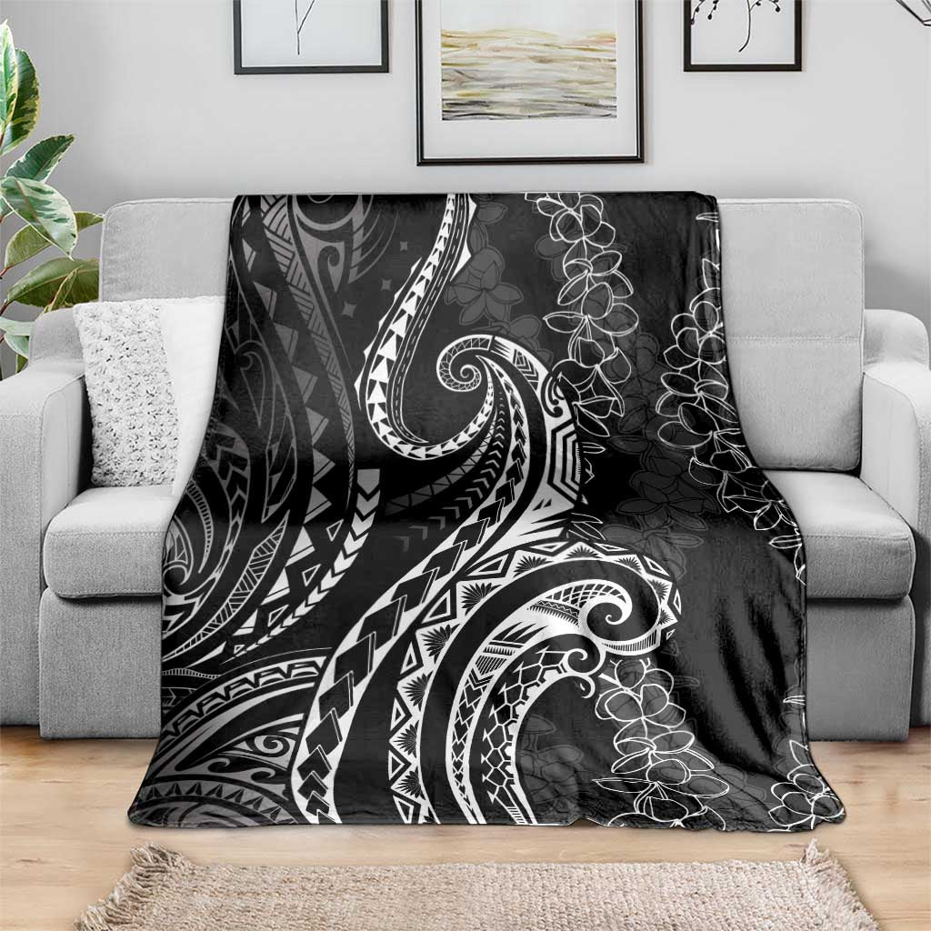 Polynesia Plumeria Lei Blanket Black Curves Motif