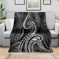 Polynesia Plumeria Lei Blanket Black Curves Motif