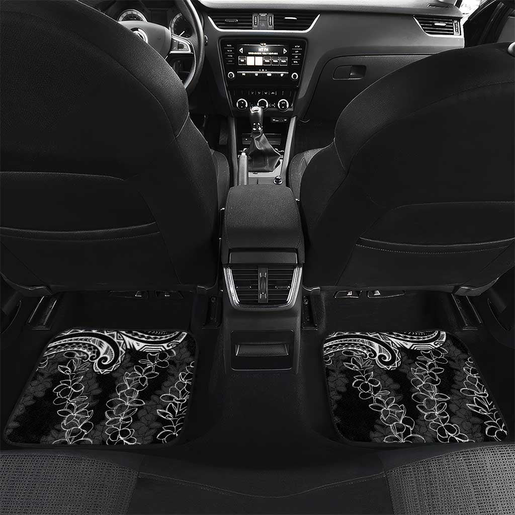 Polynesia Plumeria Lei Car Mats Black Curves Motif