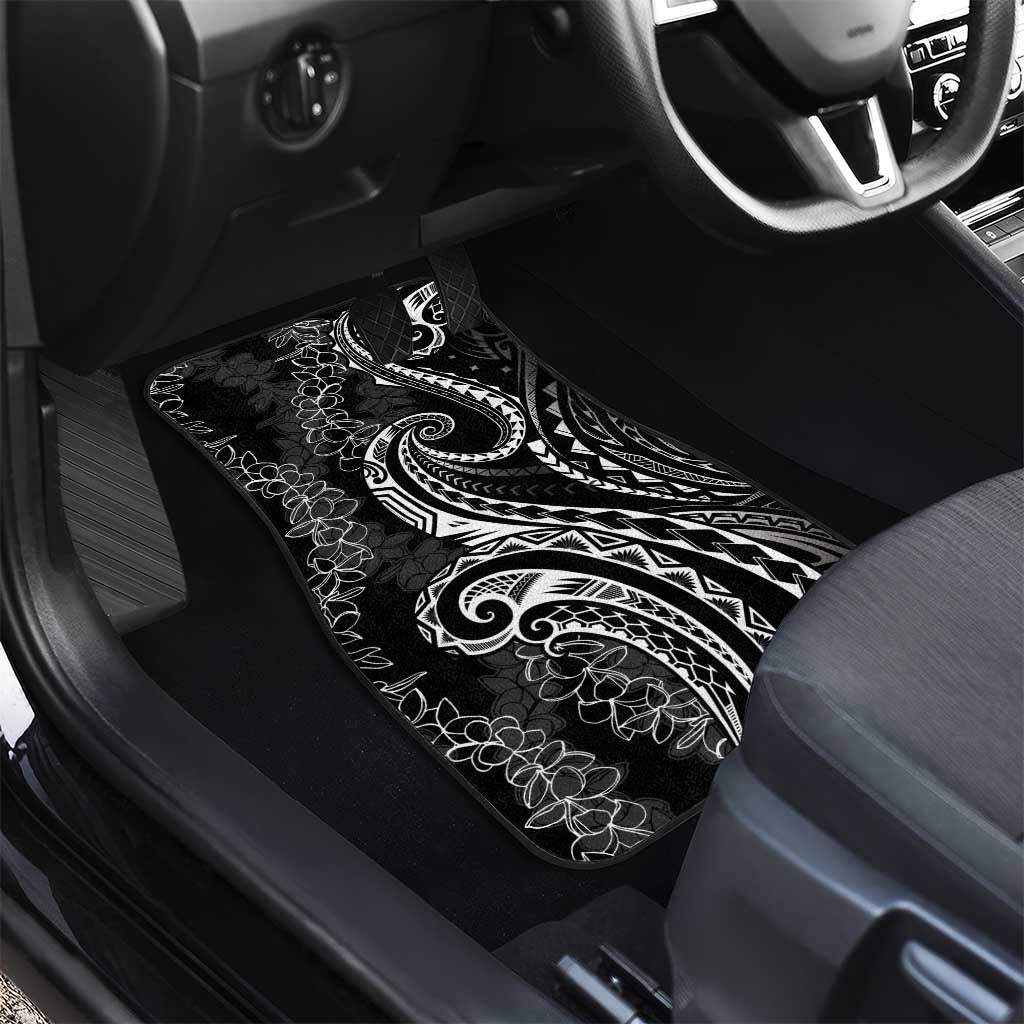 Polynesia Plumeria Lei Car Mats Black Curves Motif