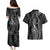 Polynesia Plumeria Lei Couples Matching Puletasi and Hawaiian Shirt Black Curves Motif