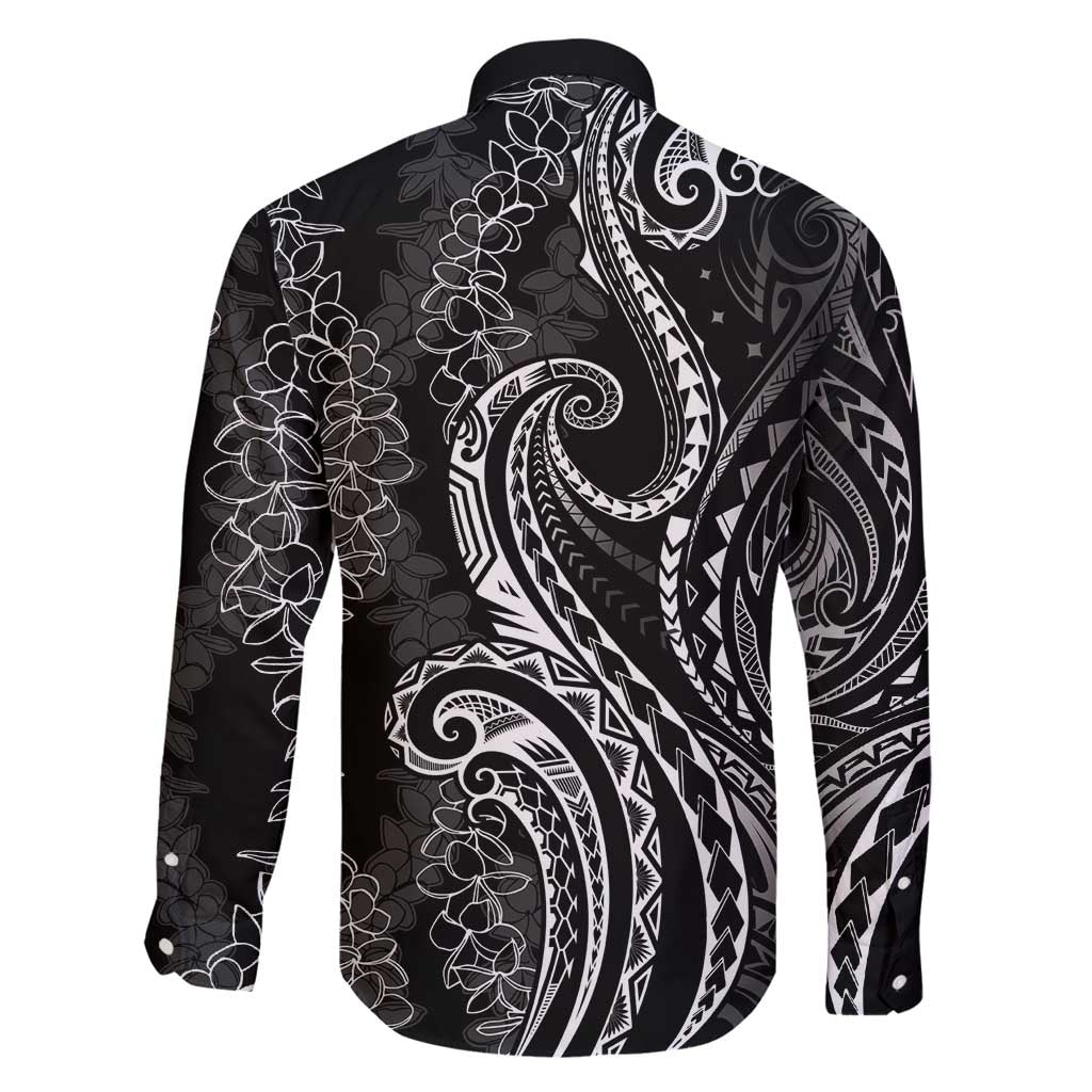 Polynesia Plumeria Lei Family Matching Mermaid Dress and Hawaiian Shirt Black Curves Motif LT7 - Polynesian Pride