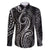 Polynesia Plumeria Lei Family Matching Puletasi and Hawaiian Shirt Black Curves Motif