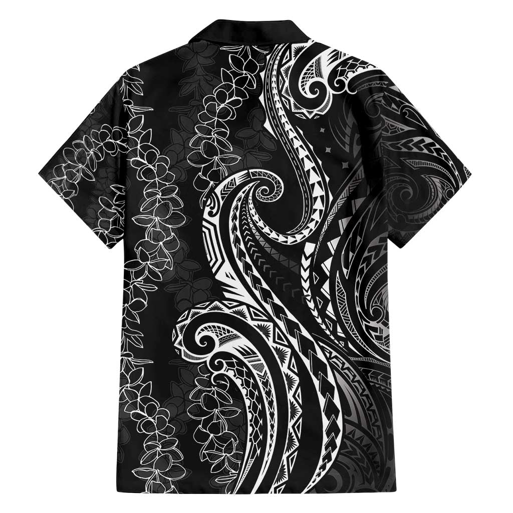 Polynesia Plumeria Lei Family Matching Summer Maxi Dress and Hawaiian Shirt Black Curves Motif