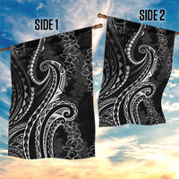 Polynesia Plumeria Lei Garden Flag Black Curves Motif