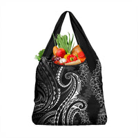 Polynesia Plumeria Lei Grocery Bag Black Curves Motif
