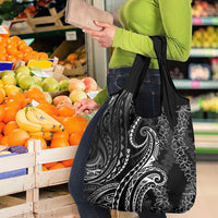 Polynesia Plumeria Lei Grocery Bag Black Curves Motif