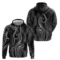 Polynesia Plumeria Lei Hoodie Black Curves Motif