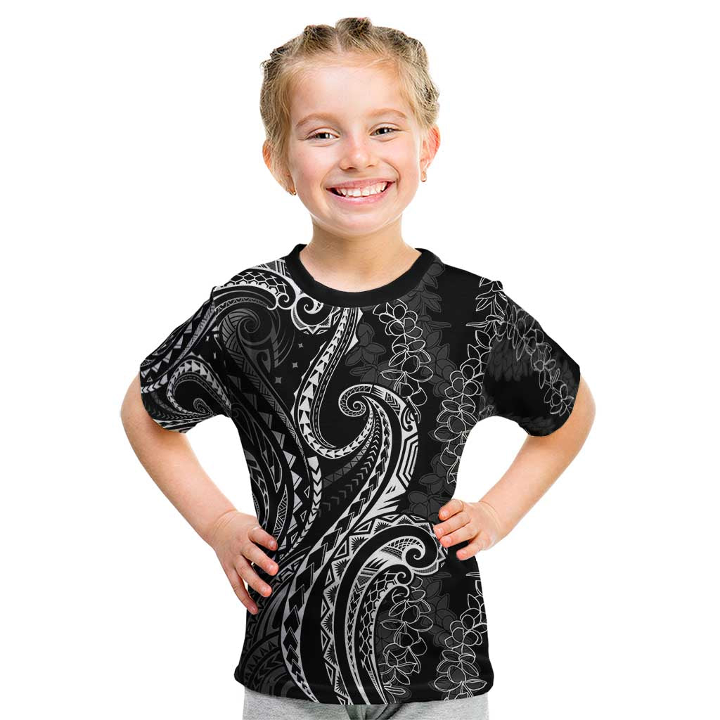 Polynesia Plumeria Lei Kid T Shirt Black Curves Motif LT7 Black - Polynesian Pride