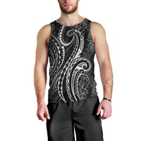 Polynesia Plumeria Lei Men Tank Top Black Curves Motif