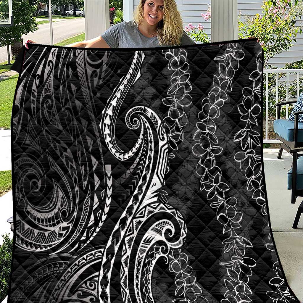Polynesia Plumeria Lei Quilt Black Curves Motif