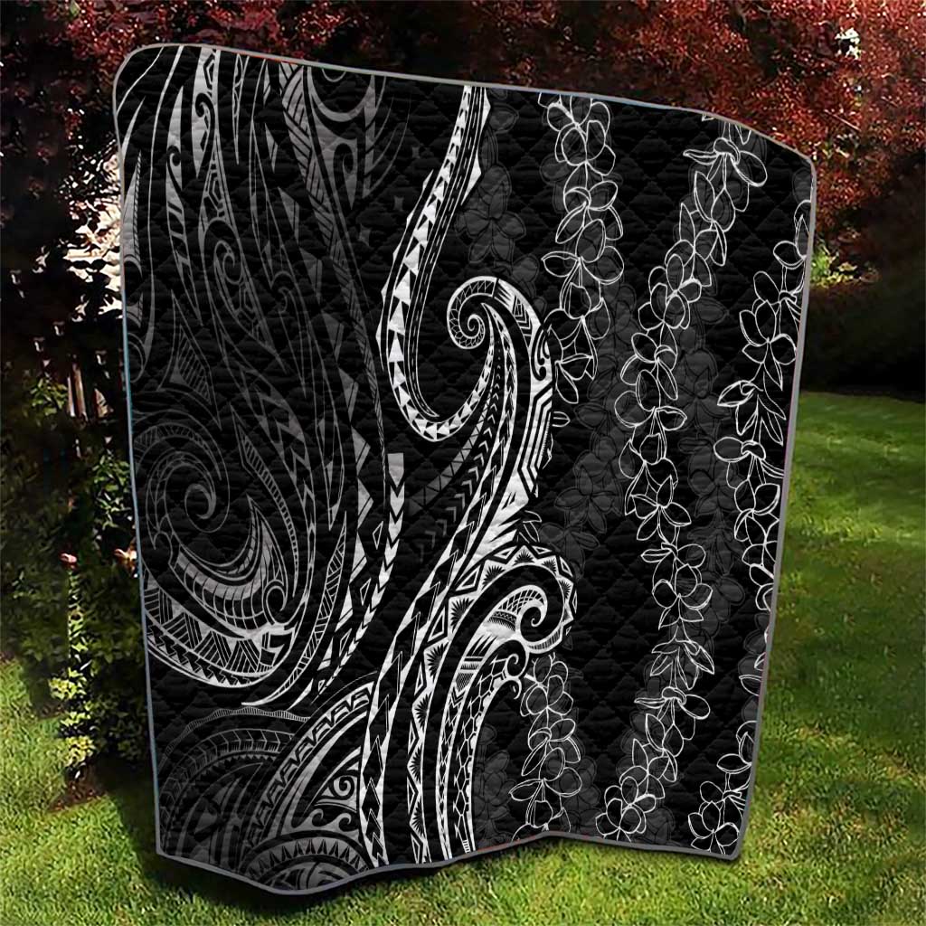 Polynesia Plumeria Lei Quilt Black Curves Motif
