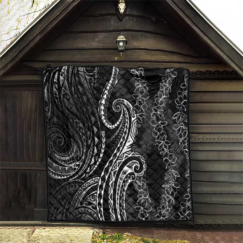 Polynesia Plumeria Lei Quilt Black Curves Motif