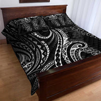 Polynesia Plumeria Lei Quilt Bed Set Black Curves Motif