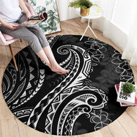 Polynesia Plumeria Lei Round Carpet Black Curves Motif