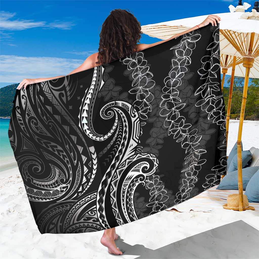 Polynesia Plumeria Lei Sarong Black Curves Motif LT7 One Size 44 x 66 inches Black - Polynesian Pride