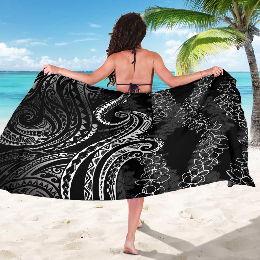 Polynesia Plumeria Lei Sarong Black Curves Motif