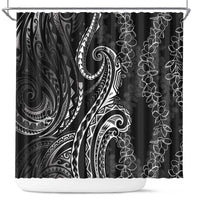 Polynesia Plumeria Lei Shower Curtain Black Curves Motif