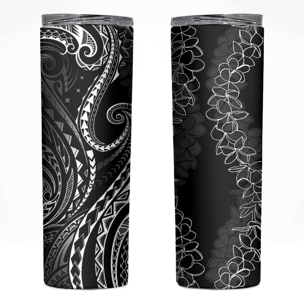 Polynesia Plumeria Lei Skinny Tumbler Black Curves Motif LT7 Black - Polynesian Pride
