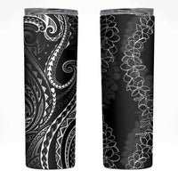 Polynesia Plumeria Lei Skinny Tumbler Black Curves Motif LT7 Black - Polynesian Pride