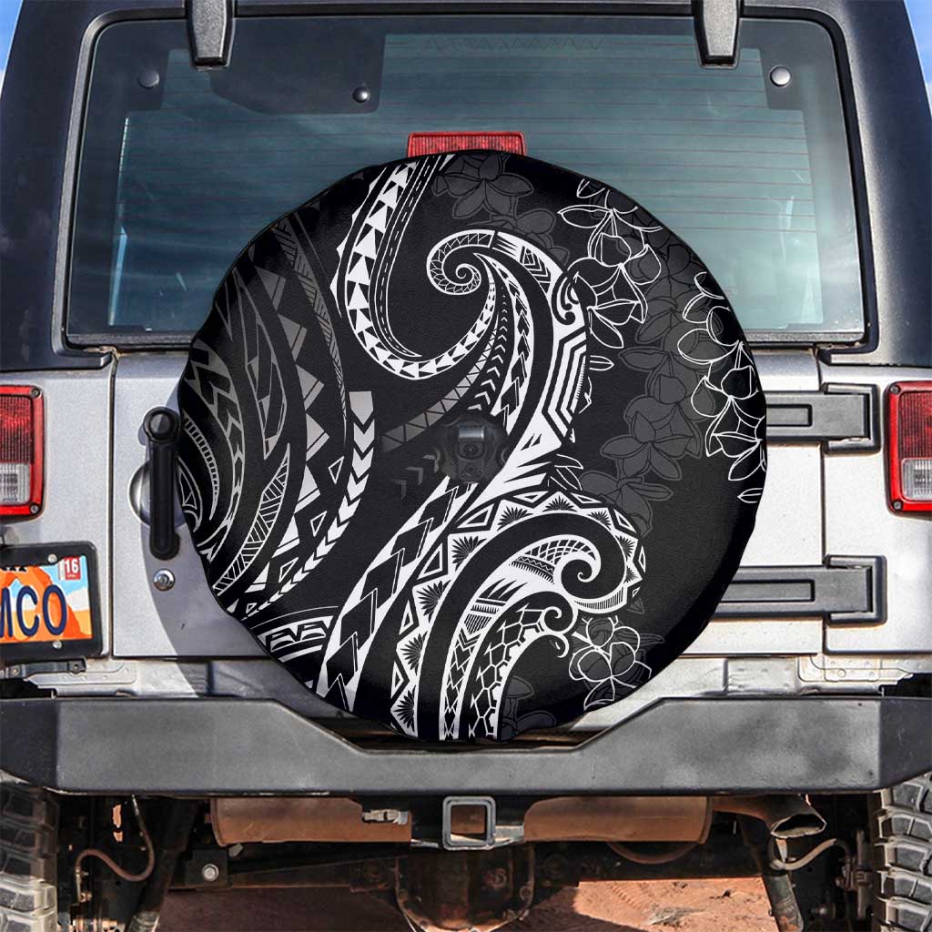 Polynesia Plumeria Lei Spare Tire Cover Black Curves Motif LT7 Black - Polynesian Pride