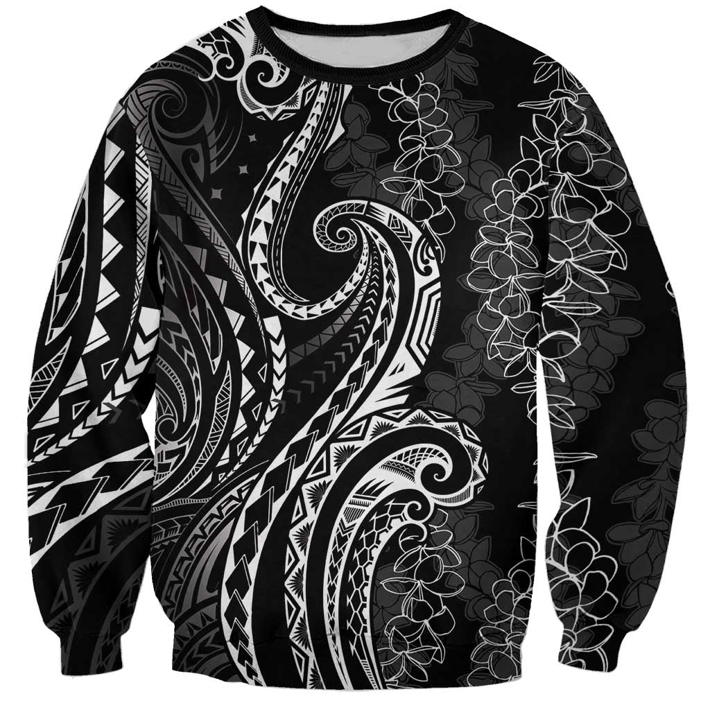 Polynesia Plumeria Lei Sweatshirt Black Curves Motif