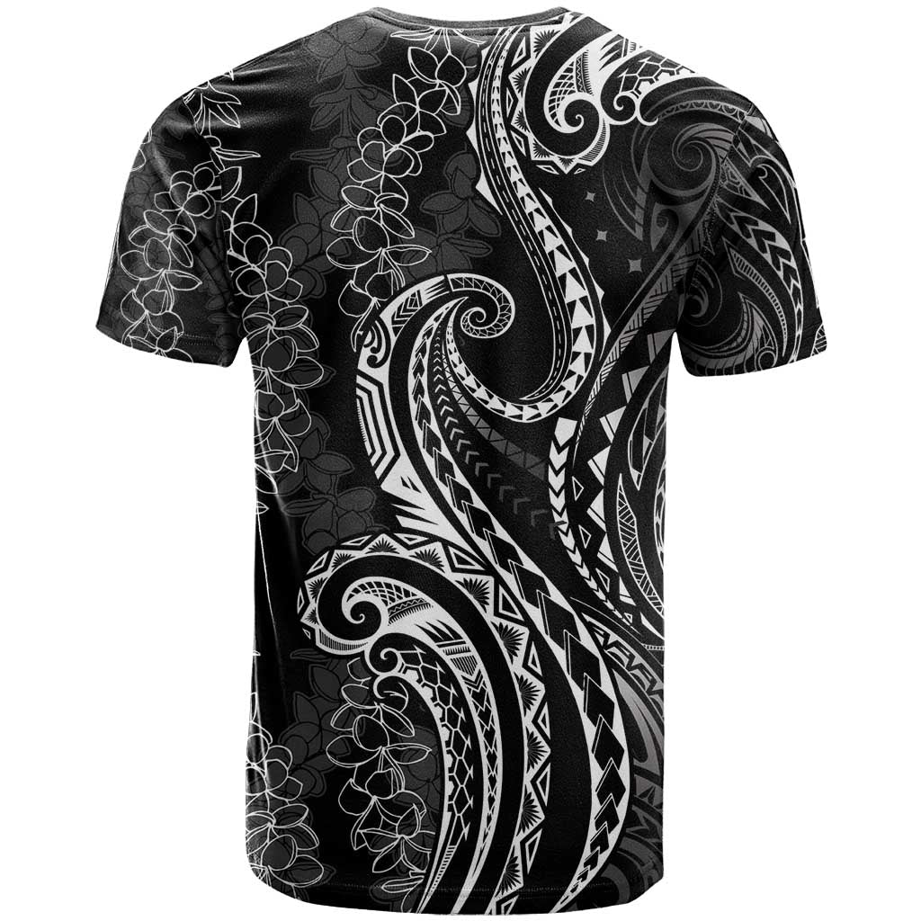 Polynesia Plumeria Lei T Shirt Black Curves Motif
