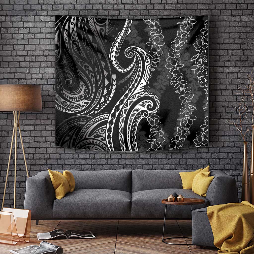 Polynesia Plumeria Lei Tapestry Black Curves Motif LT7 Black - Polynesian Pride