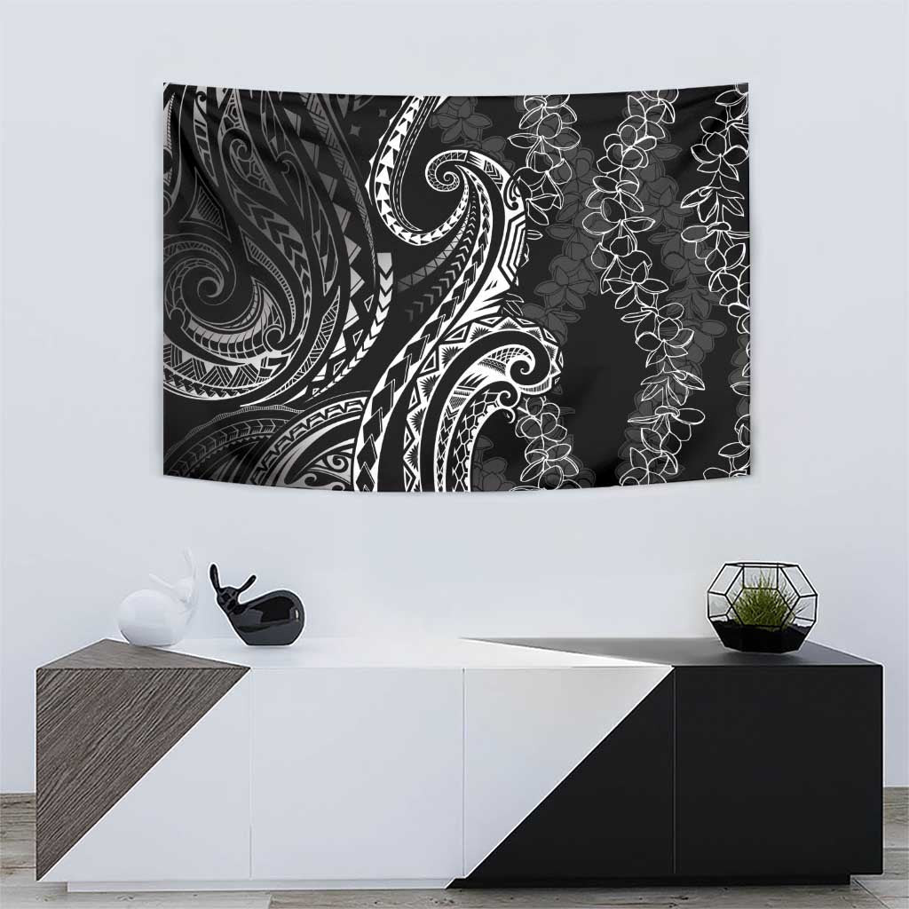 Polynesia Plumeria Lei Tapestry Black Curves Motif