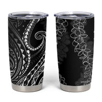 Polynesia Plumeria Lei Tumbler Cup Black Curves Motif