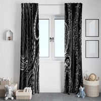 Polynesia Plumeria Lei Window Curtain Black Curves Motif
