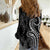 Polynesia Plumeria Lei Women Casual Shirt Black Curves Motif