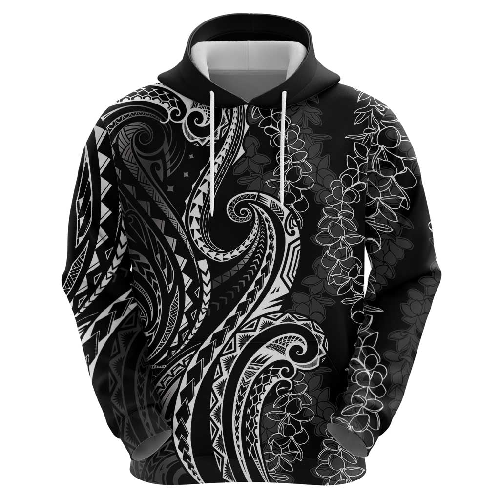 Polynesia Plumeria Lei Zip Hoodie Black Curves Motif
