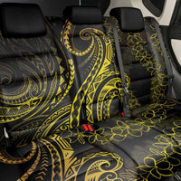 Polynesia Plumeria Lei Back Car Seat Cover Black Gold Curves Motif