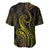 Polynesia Plumeria Lei Baseball Jersey Black Gold Curves Motif