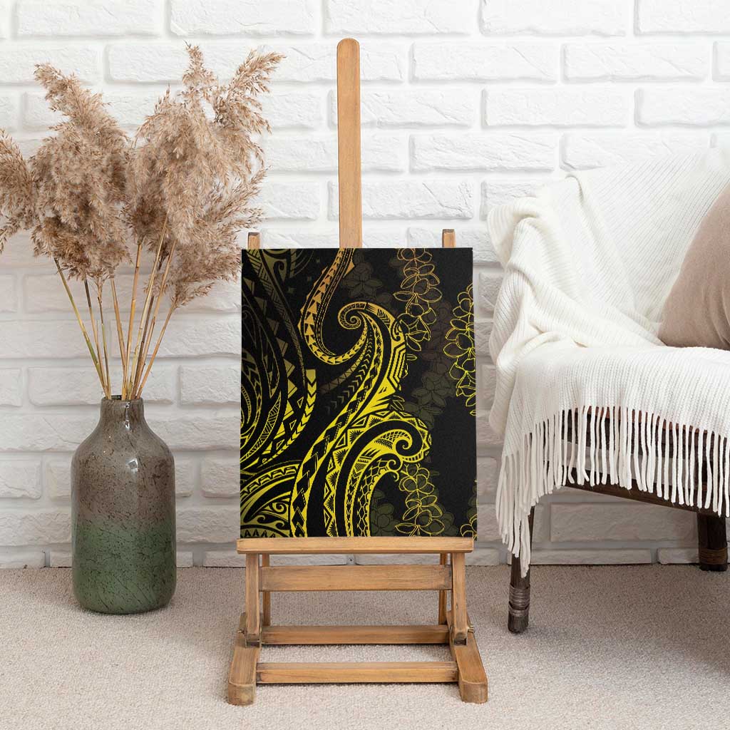 Polynesia Plumeria Lei Canvas Wall Art Black Gold Curves Motif LT7 - Polynesian Pride
