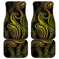 Polynesia Plumeria Lei Car Mats Black Gold Curves Motif