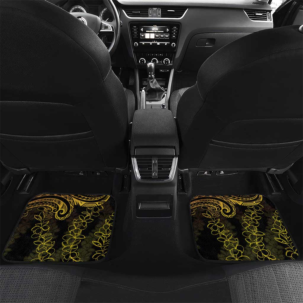 Polynesia Plumeria Lei Car Mats Black Gold Curves Motif