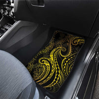 Polynesia Plumeria Lei Car Mats Black Gold Curves Motif