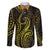 Polynesia Plumeria Lei Family Matching Summer Maxi Dress and Hawaiian Shirt Black Gold Curves Motif