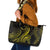 Polynesia Plumeria Lei Leather Tote Bag Black Gold Curves Motif