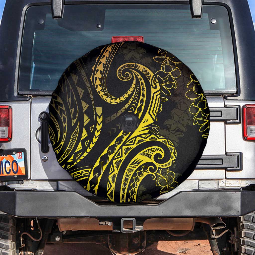 Polynesia Plumeria Lei Spare Tire Cover Black Gold Curves Motif LT7 Gold - Polynesian Pride